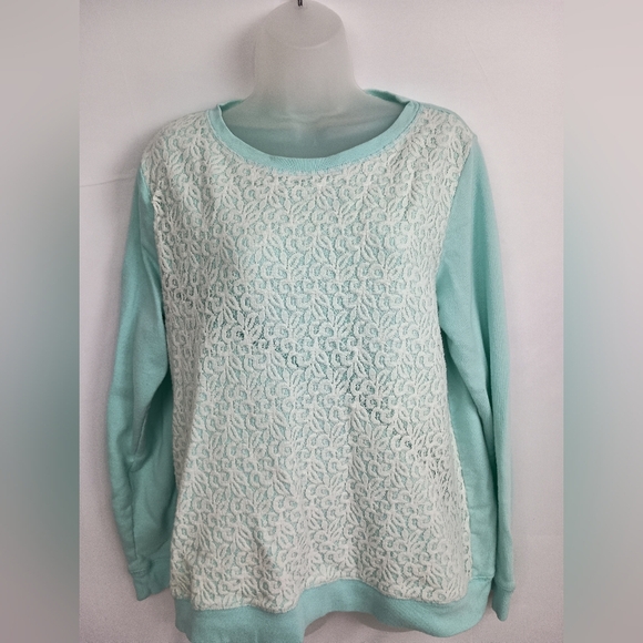 2/$30 Cute NORTHCREST Cozy Boxy Oversized Spearmint Pullover Sweatshirt(#1,272) - Picture 1 of 6